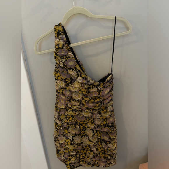 NWT Zara Floral One Shoulder Ruched Mini Dress Size Medium - Picture 6 of 7